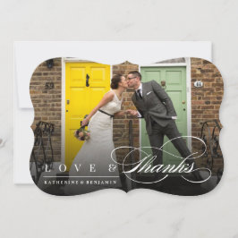 Liebe-u. Dank-klassisches Skript-Foto-moderne Dankeskarte