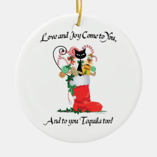 Liebe-u. Freude-u. Tequila-Weihnachtsverzierung Keramikornament