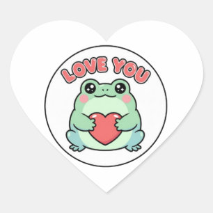 Liebe U Frosch Aufkleber Süßer Herz-Augen-Frosch R