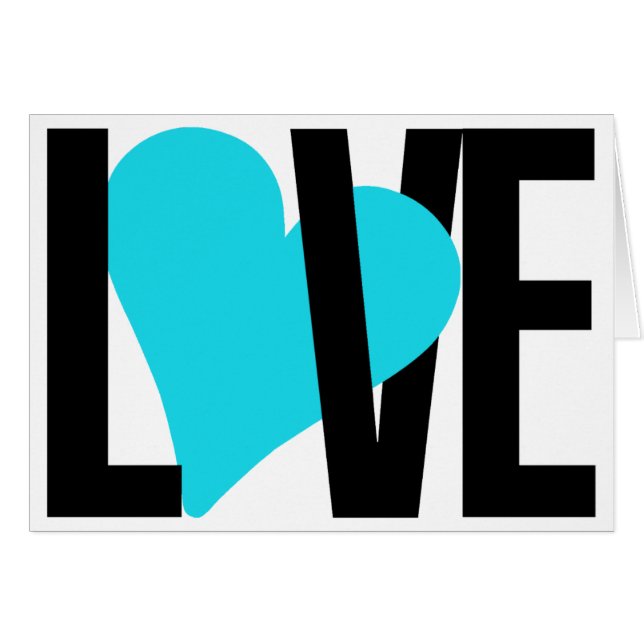 Liebe-u. Herz-Karte (blau) (Vorderseite (Horizontal))