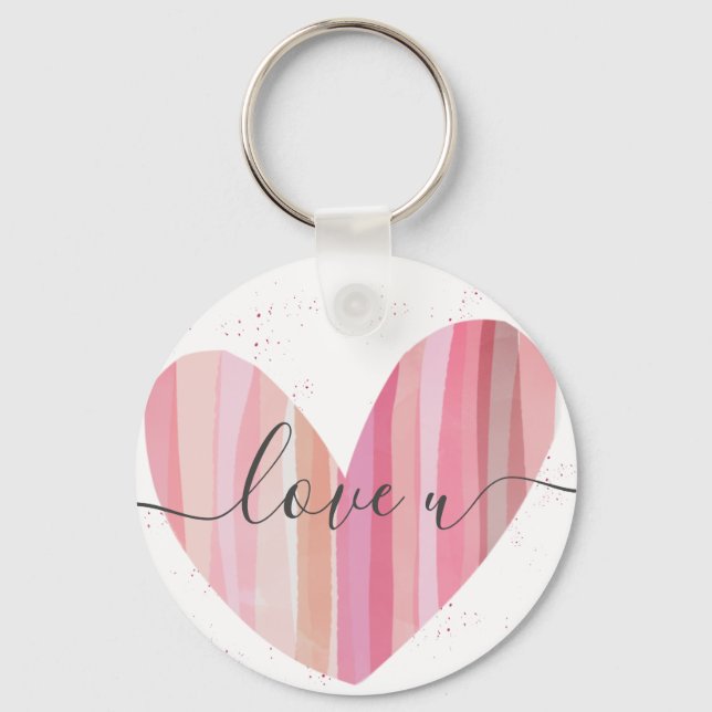 Liebe U Niedlich Pink Textured Heart Schlüsselanhänger (Vorderseite)
