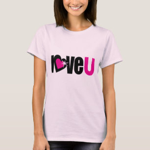 "Liebe U" strahlend weißes Herz, schwarz und heiß T-Shirt