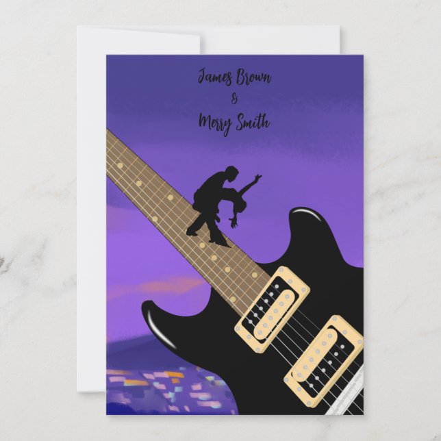 Liebe über die Hochzeit der Gitarre Einladung (Vorderseite)