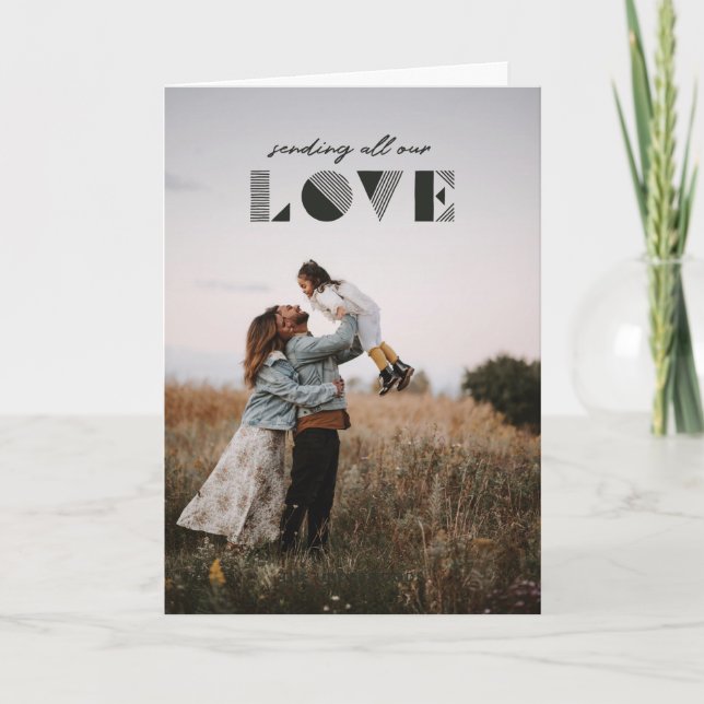 Liebe überlagern Valentinstag-Karte - Schwarz Dankeskarte (Vorderseite)