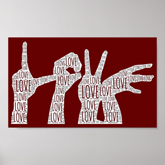 Liebe-Übersichtshandschuhe für Word-Bilder Poster (Vorne)