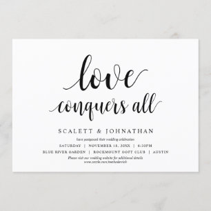 Liebe überwindet alles, Hochzeit Datum ändern Kart Einladung