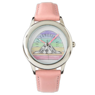 Liebe überwindet alles Hund Regenbogen Basset Houn Armbanduhr