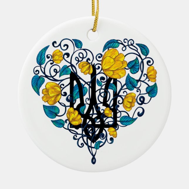 Liebe Ukraine Postcard Klassischer Rundaufkleber Keramik Ornament (Vorne)