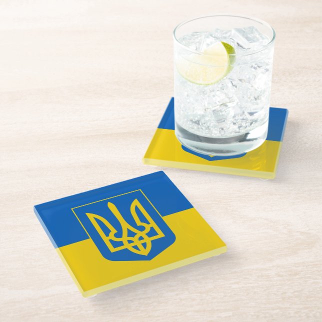 Liebe Ukraine & Ukrainische Fahne Mode / Sportfan Glasuntersetzer (Schrägansicht)