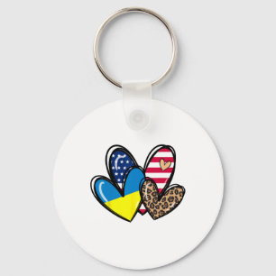 Liebe Ukraine USA Amerikanische Flagge Herz Leopar Schlüsselanhänger