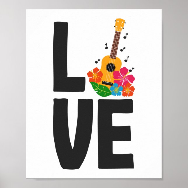 Liebe Ukulele Player Hawaiian Musician Poster (Vorne)