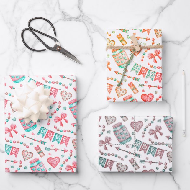 Liebe-Umschlagpapier 3 Blätter (Vorderseite)