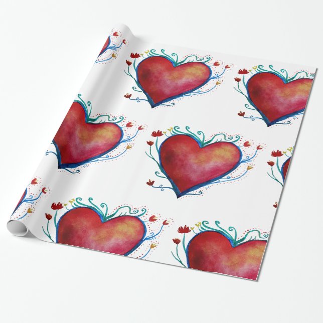 Liebe-Umschlagpapier für rote Herzen Geschenkpapier (Ungerollt)