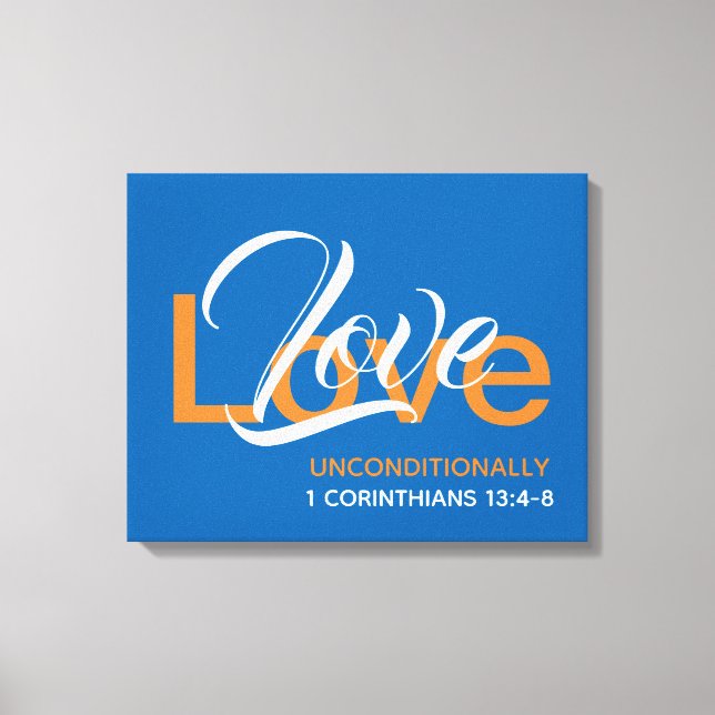 LIEBE UNBEDINGT 1 Korinther Christlich Blau Leinwanddruck (Vorderseite)
