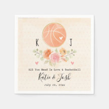 Liebe und Basketball Hochzeitspapier Napkins