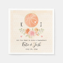 Liebe und Basketball Hochzeitspapier Napkins Serviette