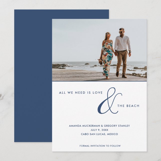 Liebe und Beach Foto Beach Wedding Save The Date (Vorne/Hinten)