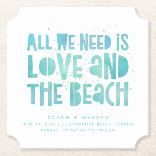 Liebe und Beach Wedding Save the Date Untersetzer