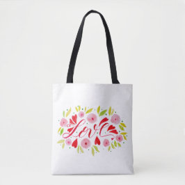 Liebe und Blume - rosa und rot Tasche
