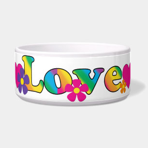 Liebe und Blumen-heller Farb60er Hippie entwerfen Napf