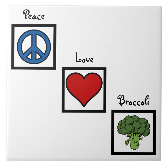 Liebe und Broccoli-Symbole Fliese (Vorderseite)