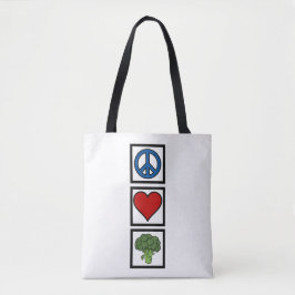 Liebe und Broccoli-Symbole Tasche