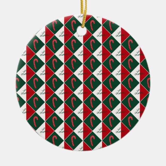 Liebe und Candy Canes Keramik Ornament (Vorne)
