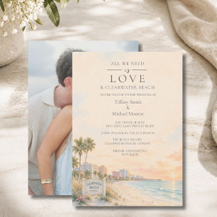 Liebe und Clearwater Beach Florida Foto Hochzeit Einladung