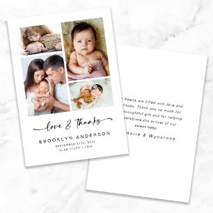 Liebe und Dank   12x18 Modern Four Foto New Baby Dankeskarte