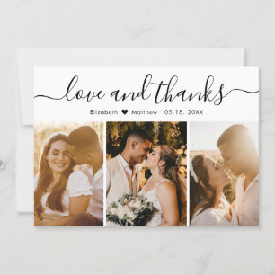 Liebe und Dank 3 Foto Collage Wedding Dankeskarte