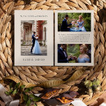 Liebe und Dank 3x Hochzeit Foto Elegant Dankeskarte<br><div class="desc">Hochzeit danke Ihnen Karte mit Liebe und dank, um mit drei Hochzeitsfeiern Fotos und Ihr personalisiertes Dankeschön Notiz. Das Design ist beige und hell (bearbeitbar) mit schlichter und eleganter Typografie. Um Einladungen, Schreibwaren, Spiele und die tägliche Dekoration zu koordinieren, besuchen Sie bitte meine Rustic Floral Brown Neutral Wedding Collection oder...</div>