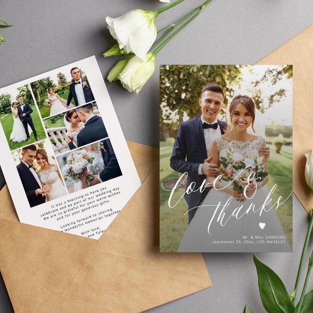 Liebe und Dank 6 Foto Collage Hochzeit Dankeskarte (Von Creator hochgeladen)