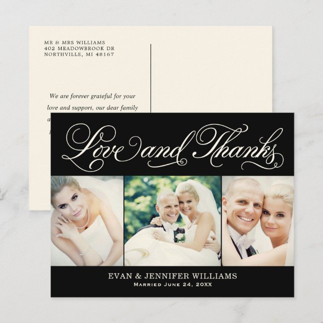 Liebe und Dank an Black Wedding Foto Vielen Dank Postkarte (Vorne/Hinten)