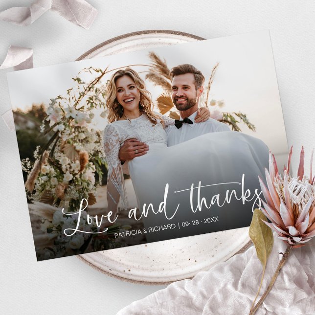Liebe und Dank an das elegante Calligrafy Foto Hoc Dankeskarte (Von Creator hochgeladen)