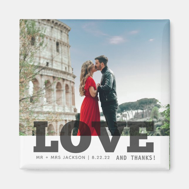Liebe und Dank an Flitterwochen Hochzeitsfeier Fot Magnet (Vorne)