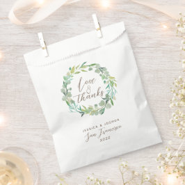 Liebe und Dank an Green Wreath Eucalyptus Wedding Geschenktütchen