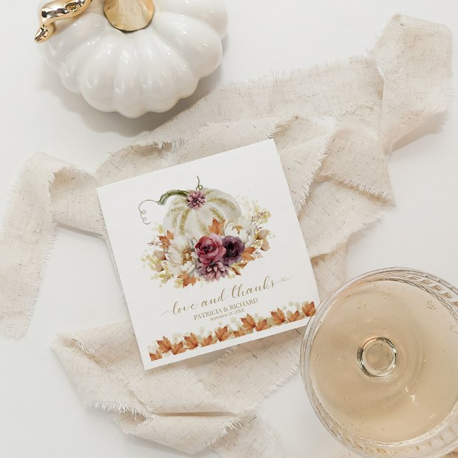 Liebe und Dank an Pumpkin Blumenhochzeit Serviette (Von Creator hochgeladen)