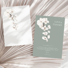 Liebe und Dank an Sage Green White Orchids Hochzei Dankeskarte