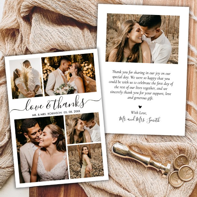 Liebe und Dank an Script Foto Collage Wedding Viel Dankeskarte (Von Creator hochgeladen)