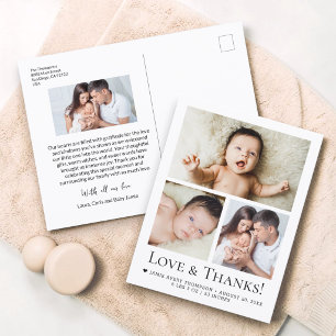 Liebe und Dank Baby Foto Geburtsanzeige Postkarte
