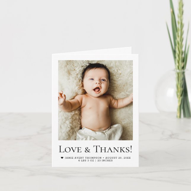 Liebe und Dank Baby Foto Geburtserklärung Ankündigung (Vorderseite)