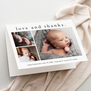 Liebe und Dank Baby Foto Geburtserklärung Dankeskarte