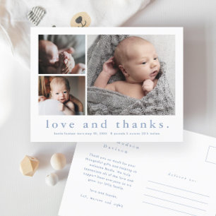 Liebe und Dank Baby Foto Geburtserklärung Postkarte
