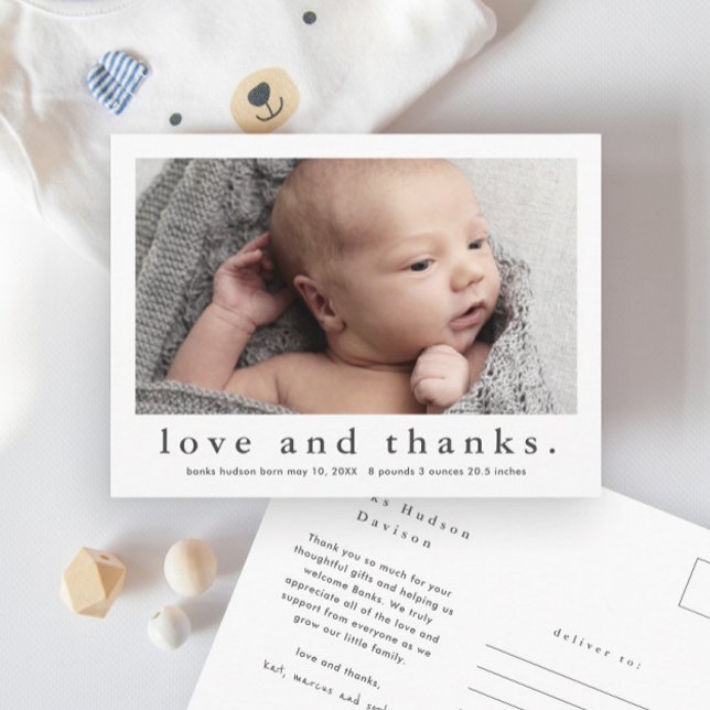 Liebe und Dank Baby Foto Geburtserklärung Postkarte (Von Creator hochgeladen)