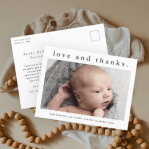 Liebe und Dank Baby Foto Geburtserklärung Postkarte