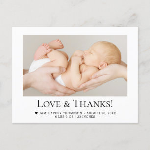 Liebe und Dank Baby Foto Geburtserklärung Postkarte