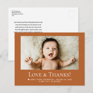 Liebe und Dank Baby Foto Geburtsstatistiken Terrak Postkarte
