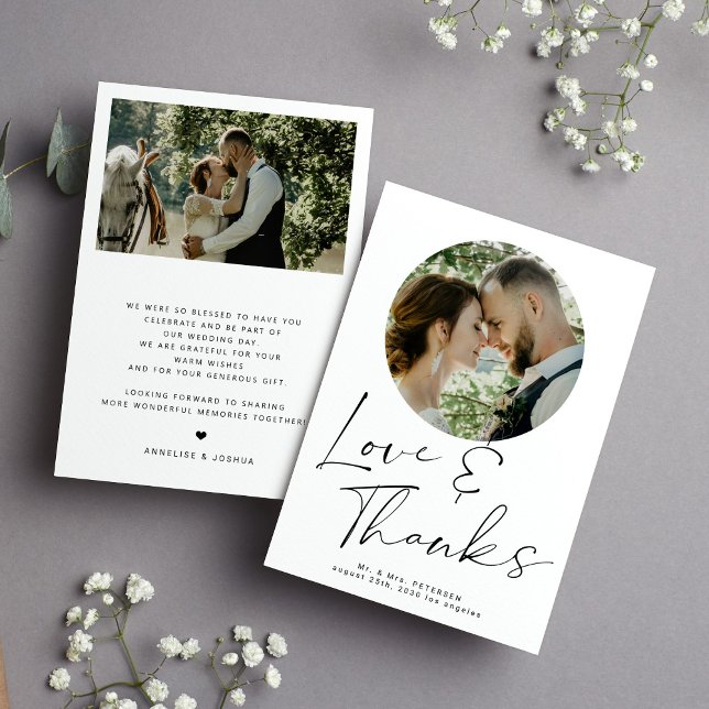 Liebe und Dank bedruckbar 2 Foto Hochzeit Einladung (Von Creator hochgeladen)