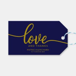 Liebe und Dank - Blue Gastgeschenk Hochzeit Gold N Geschenkanhänger