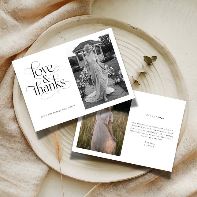 Liebe und Dank Brautparty 2 Foto Dankeskarte (Von Creator hochgeladen)